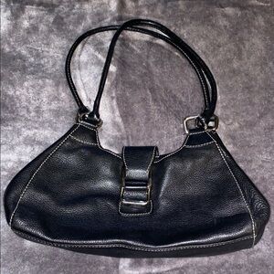 Bloomingdale’s Black Leather Shoulder Bag